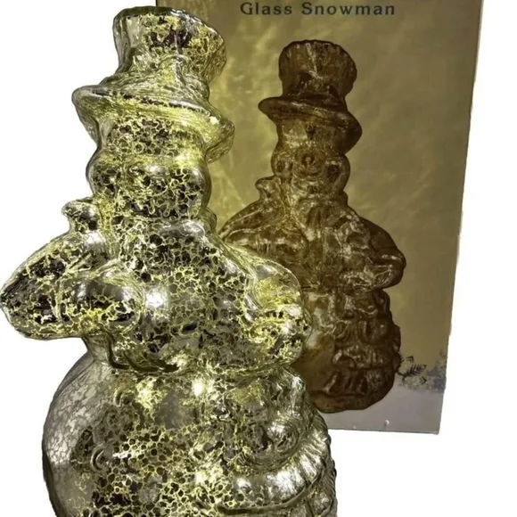 Glass Snowman Figurine with LED Lights - Picture 1 of 7